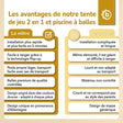 Pop up Spielzelt und Bällebad Dots mit 50 Bällen - FR Infographic