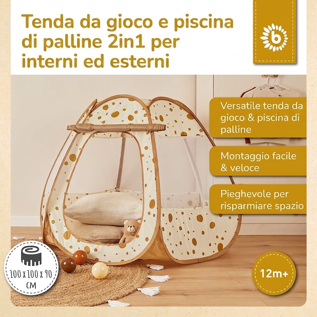 Pop up Spielzelt und Bällebad Dots mit 50 Bällen - IT Infographic