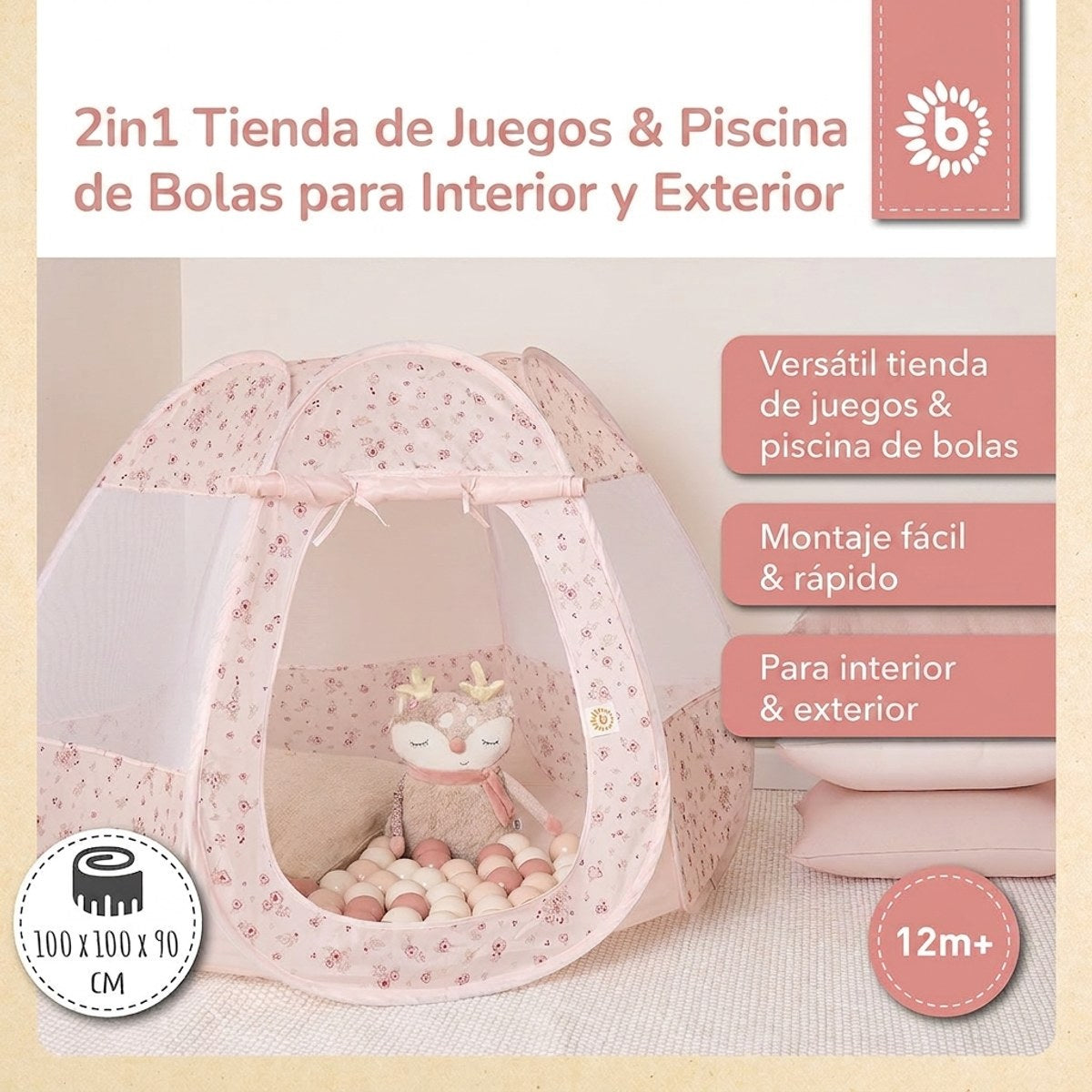 Pop Up Spielzelt und Bällebad Dreamy Flowers mit 50 Bällen - ES Infographic