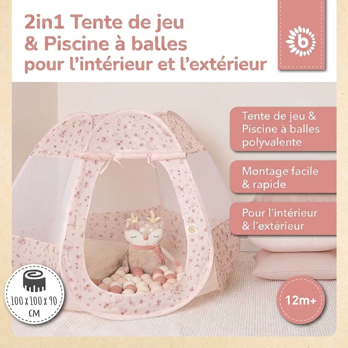 Pop Up Spielzelt und Bällebad Dreamy Flowers mit 50 Bällen - FR Infographic