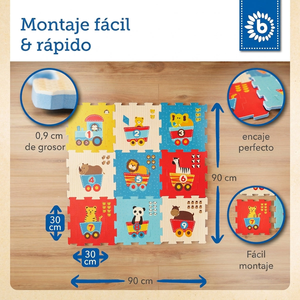 Puzzlematte Tier Motivzug 18 Teile - ES Infographic