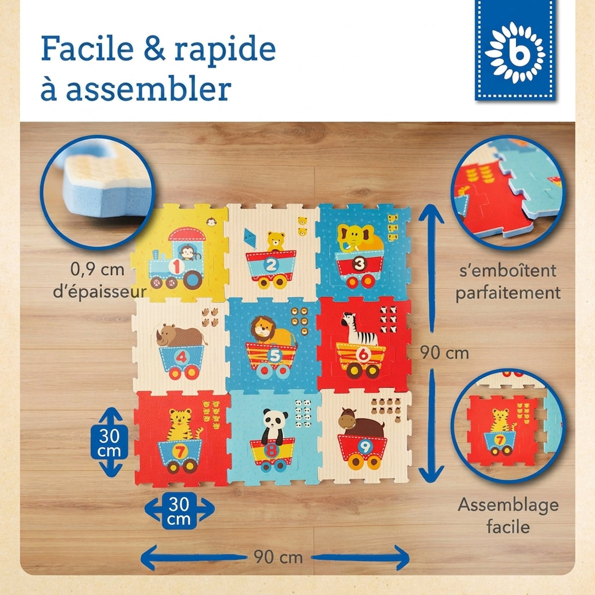 Puzzlematte Tier Motivzug 18 Teile - FR Infographic