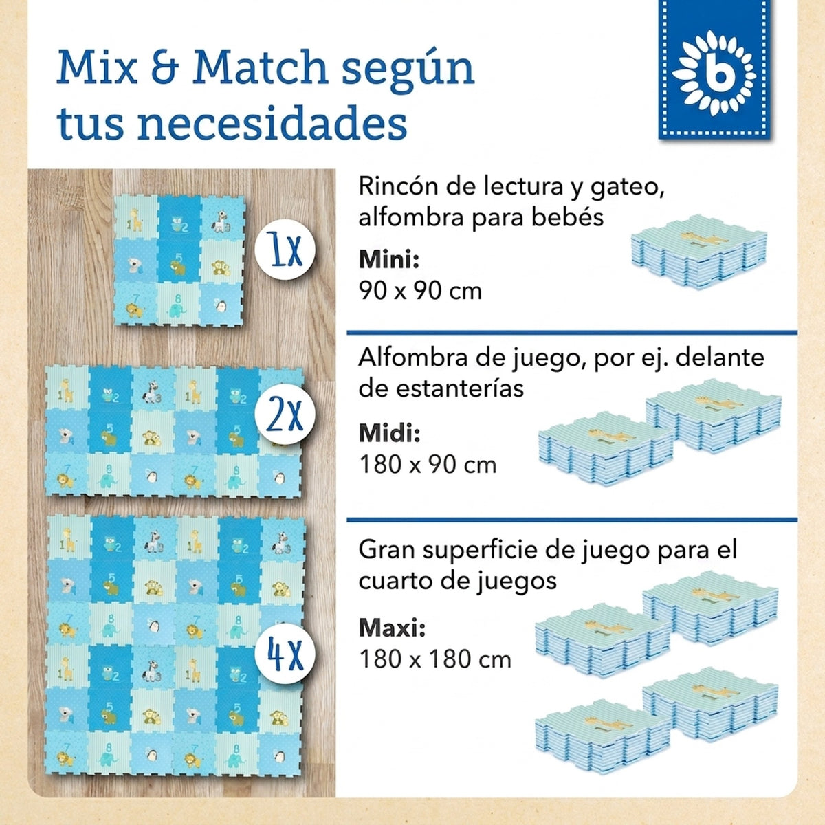 Puzzlematte Tiere blau 18 Teile - ES Infographic