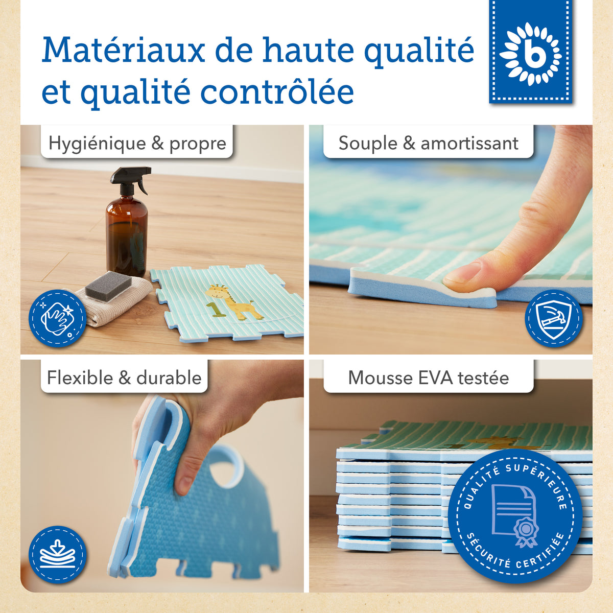 Puzzlematte Tiere blau 18 Teile - FR Infographic