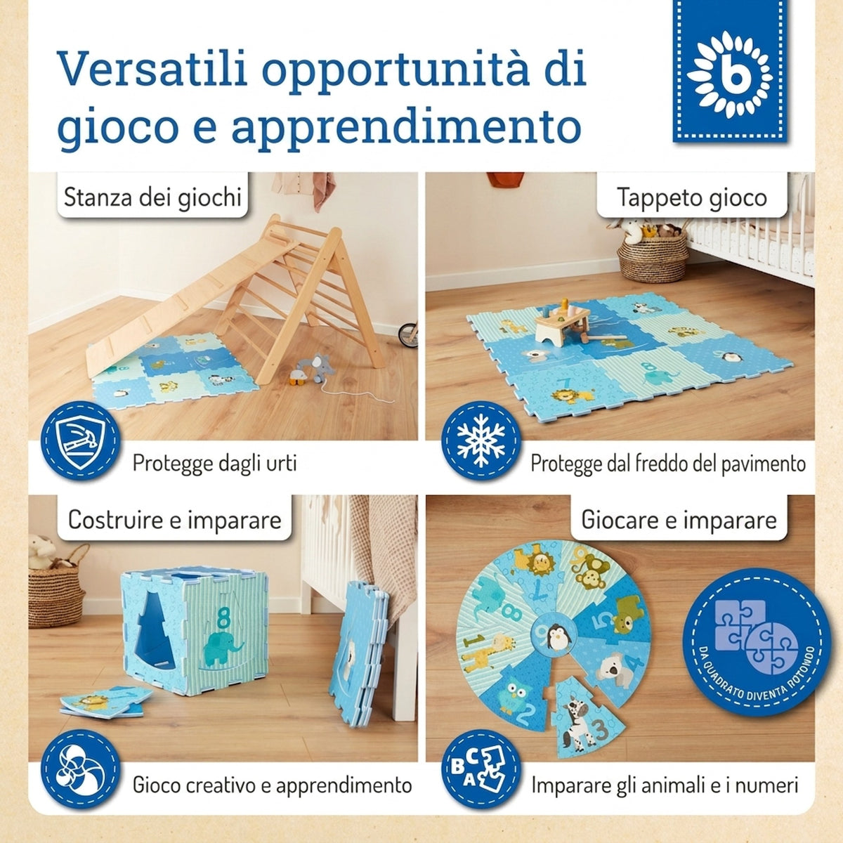 Puzzlematte Tiere blau 18 Teile - IT Infographic