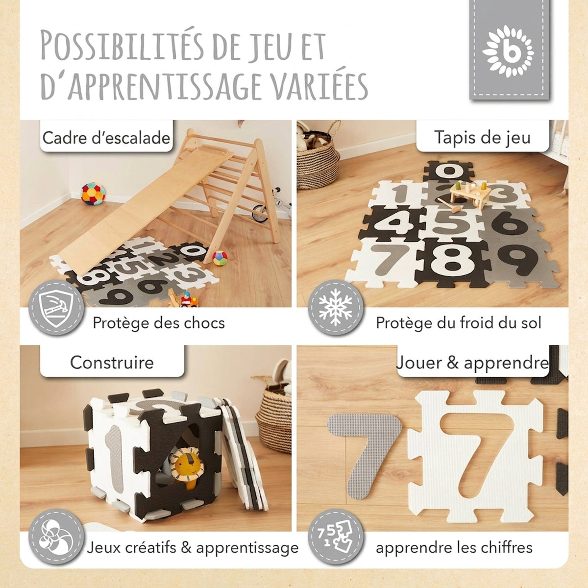 Puzzlematte Zahlen Black & White - FR Infographic