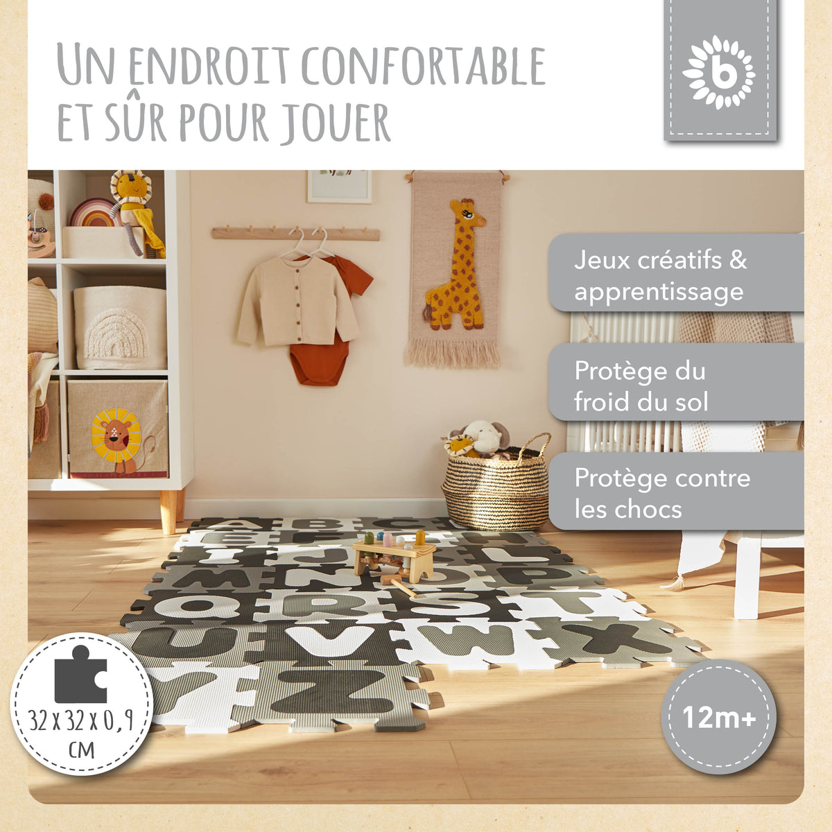 Puzzlematten Buchstaben black & white - FR Infographic