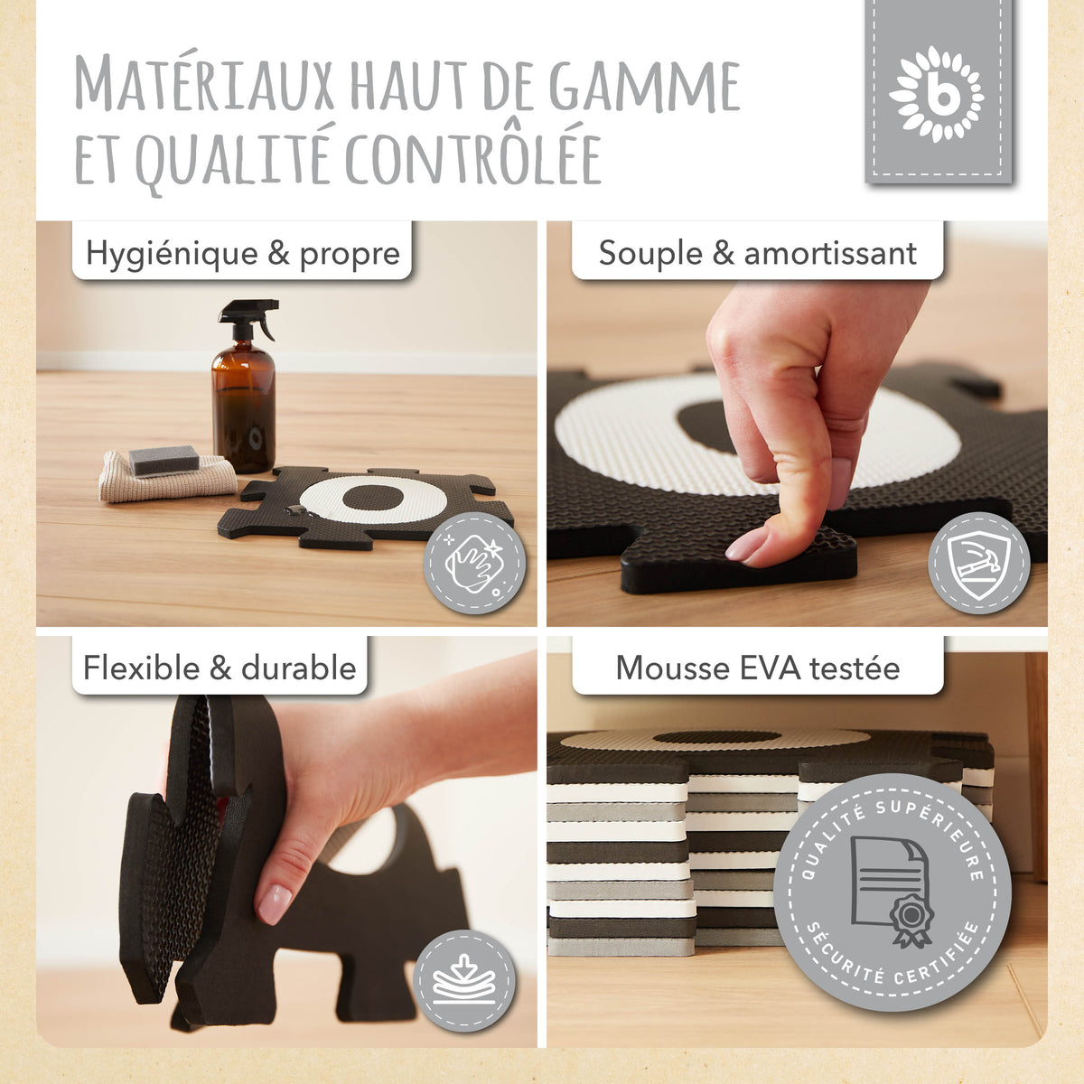 Puzzlematten Buchstaben black & white - FR Infographic