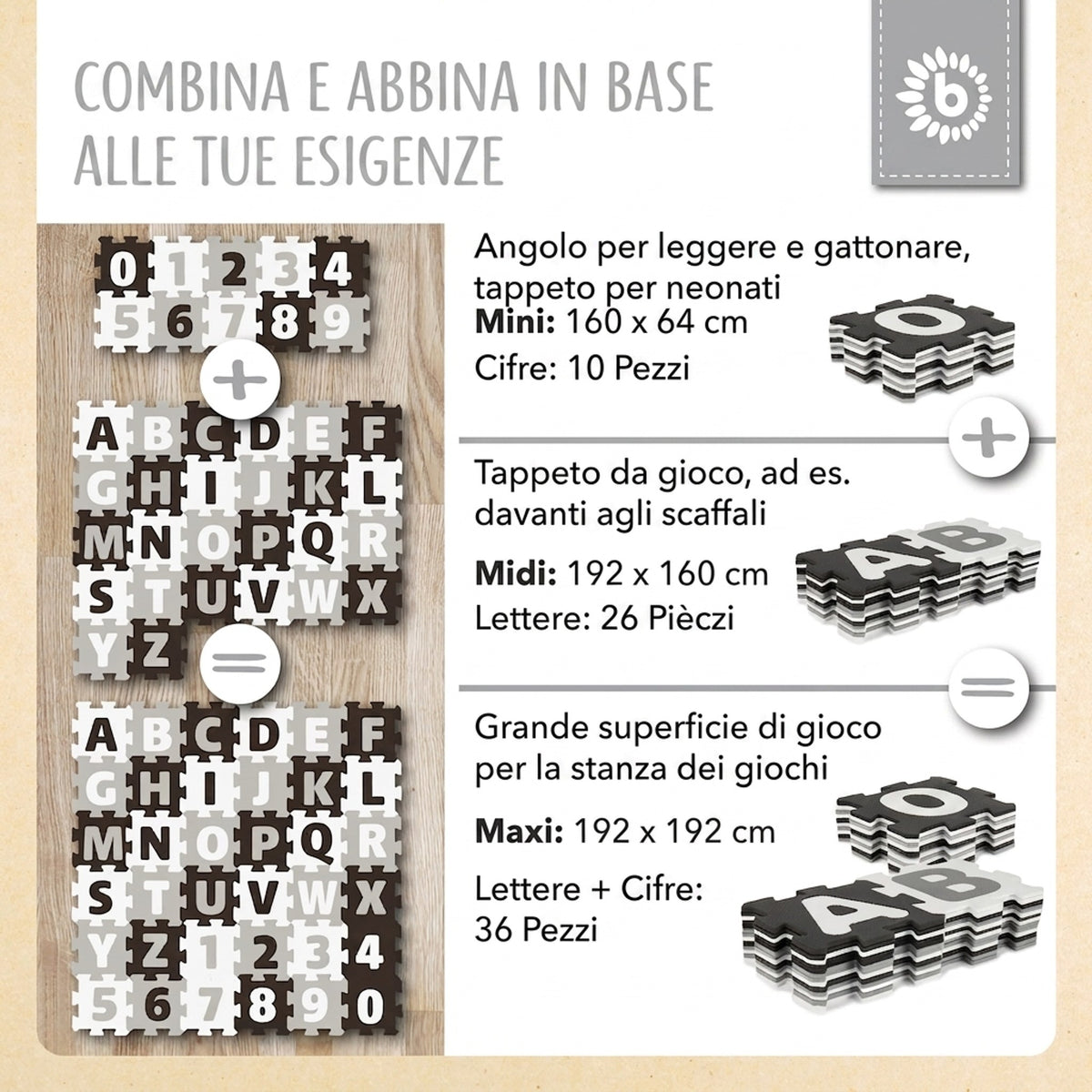 Puzzlematten Buchstaben black & white - IT Infographic