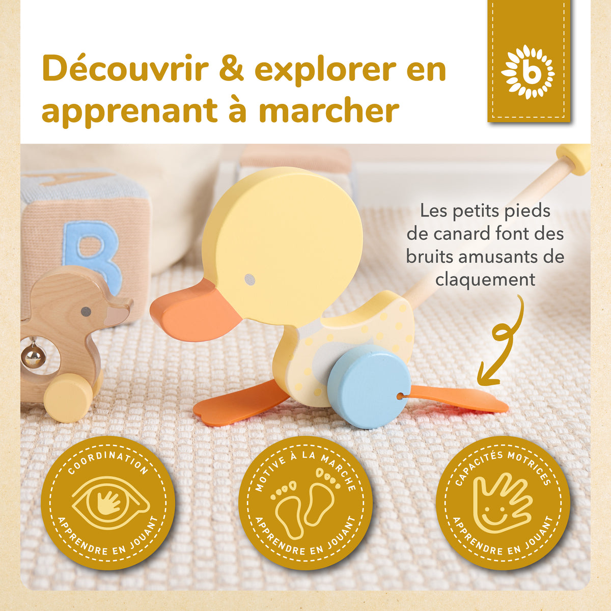 Rollerstab Watschelente gelb - FR Infographic