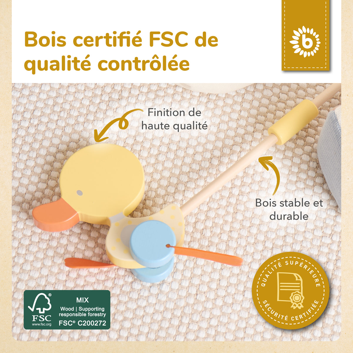 Rollerstab Watschelente gelb - FR Infographic