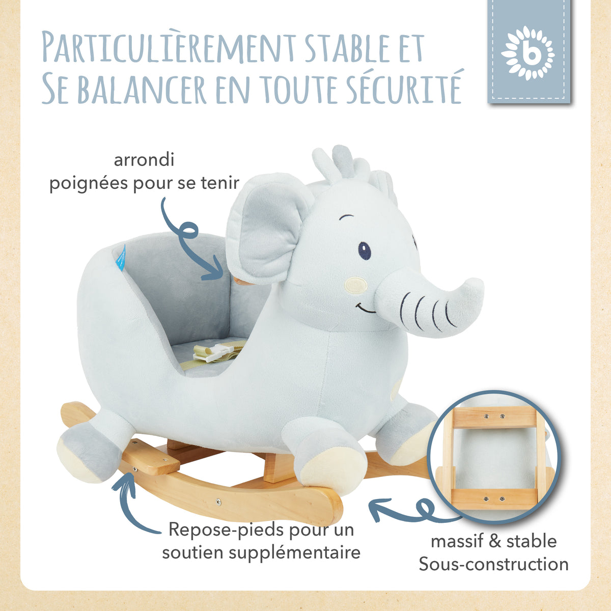 Schaukeltier Baby Elefant Tiko - FR Infographic