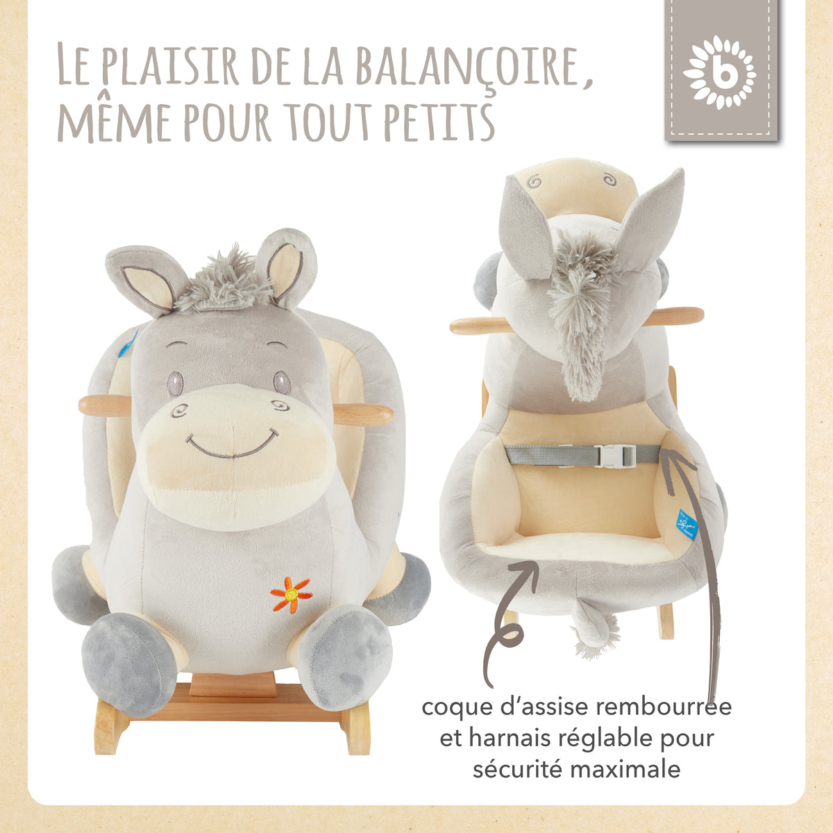 Schaukeltier Baby Esel Fips - FR Infographic