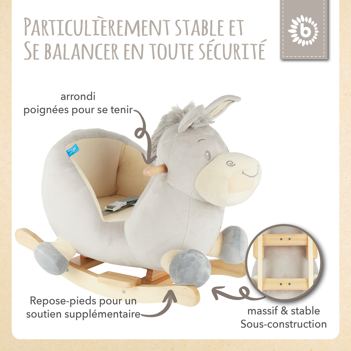 Schaukeltier Baby Esel Fips - FR Infographic