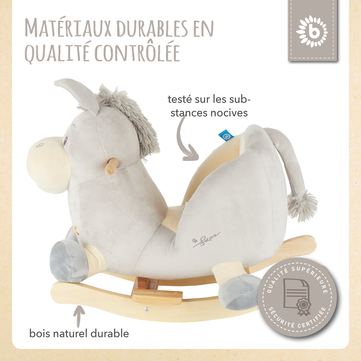 Schaukeltier Baby Esel Fips - FR Infographic