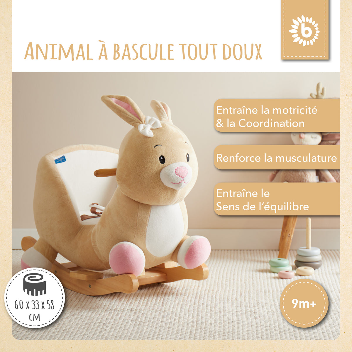 Schaukeltier Baby Hase Hopsi - FR Infographic
