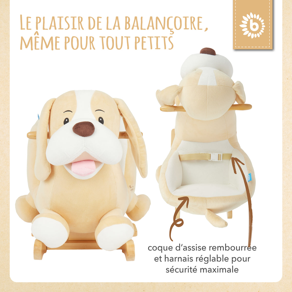 Schaukeltier Baby Hund Sam - FR Infographic