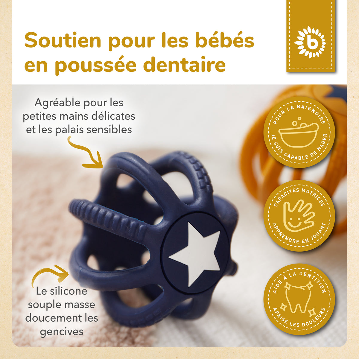 Silikon Beiß- & Greifball 2er Set Sun & Sky - FR Infographic