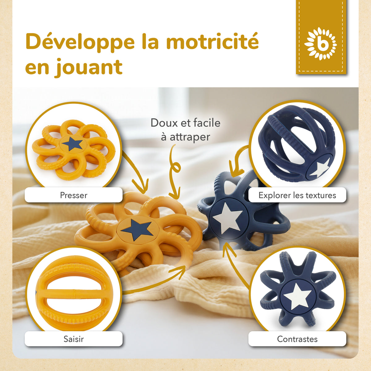 Silikon Beiß- & Greifball 2er Set Sun & Sky - FR Infographic