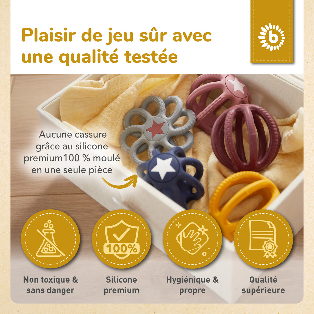 Silikon Beiß- & Greifball 2er Set Sun & Sky - FR Infographic