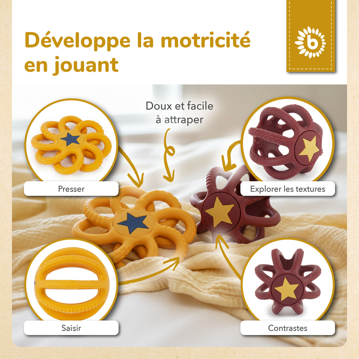 Silikon Beiß- & Greifball 2er Set Sunset - FR Infographic