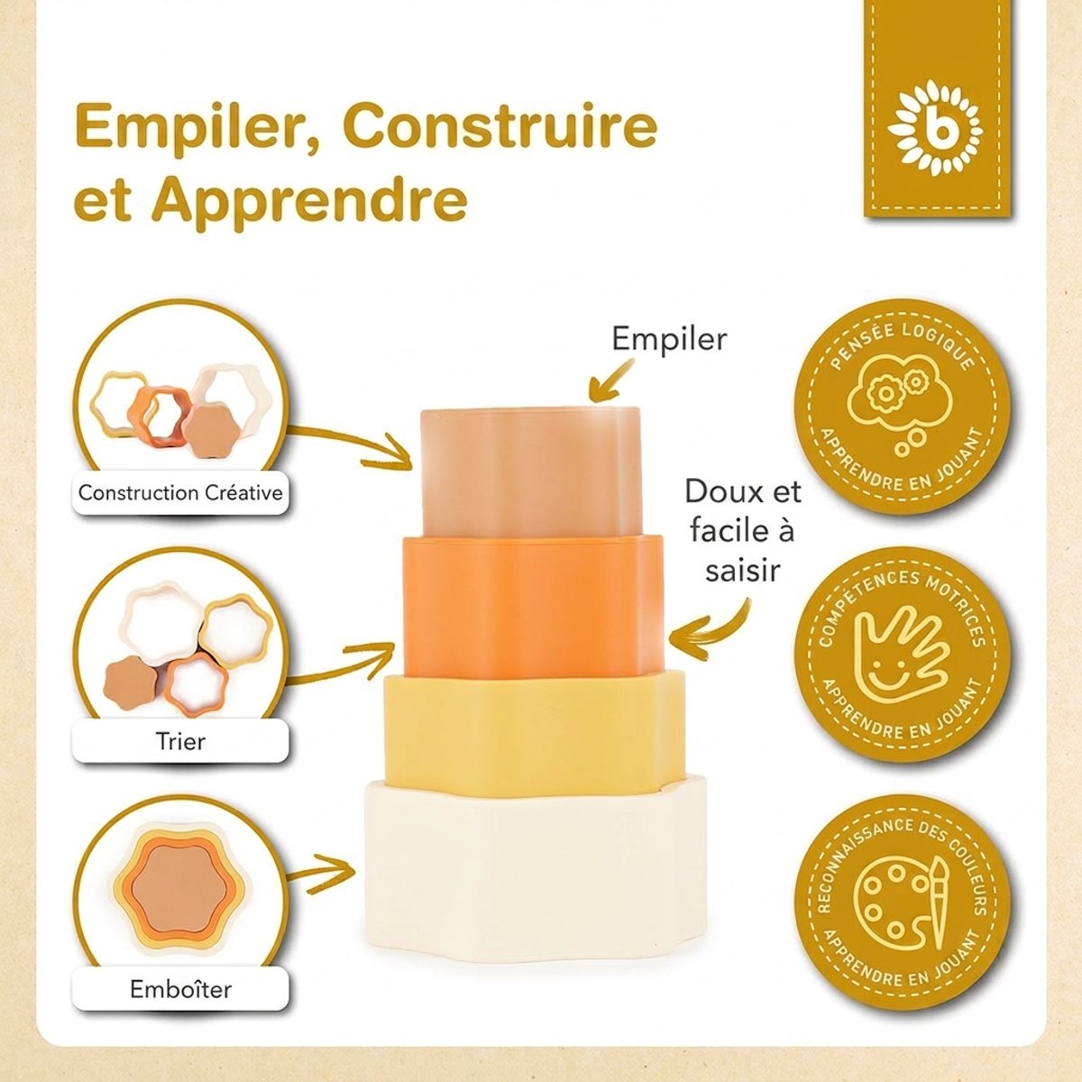 Silikon Stapelspiel Blume Chocolate Bliss - FR Infographic
