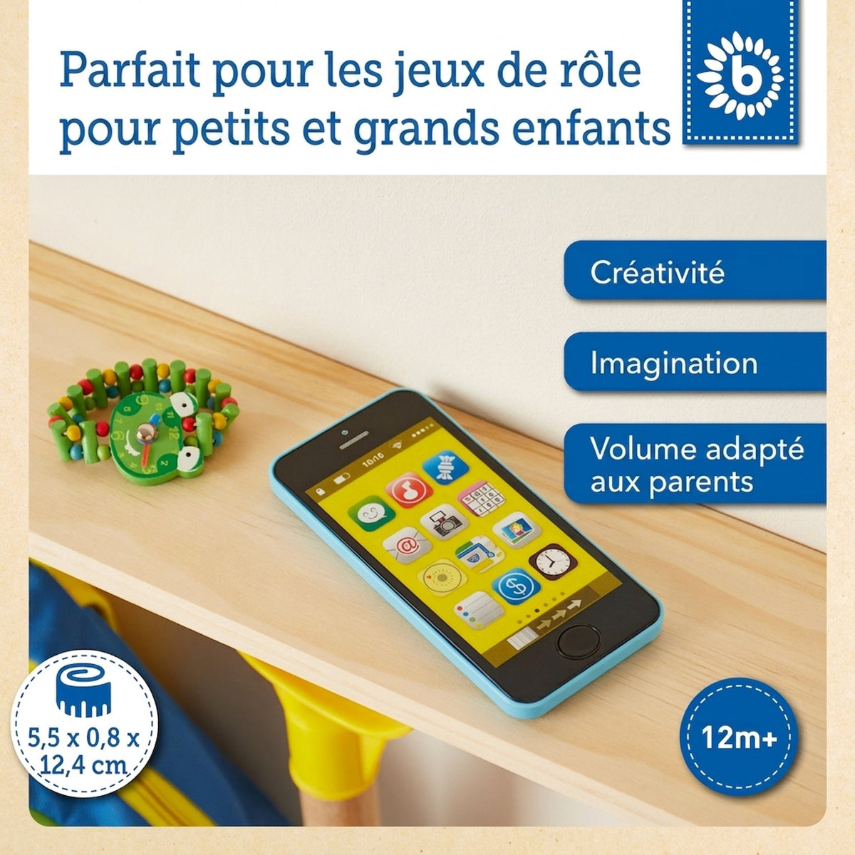 Smartphone blau mit Licht / Sounds - FR Infographic