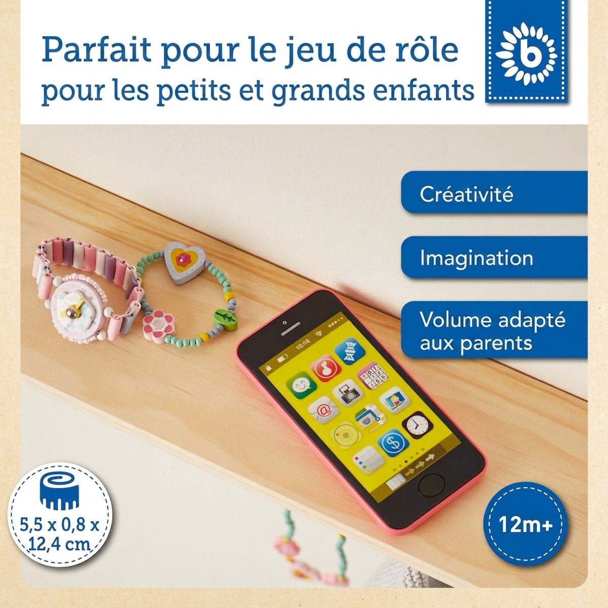 Smartphone rosa mit Licht/Sound - FR Infographic