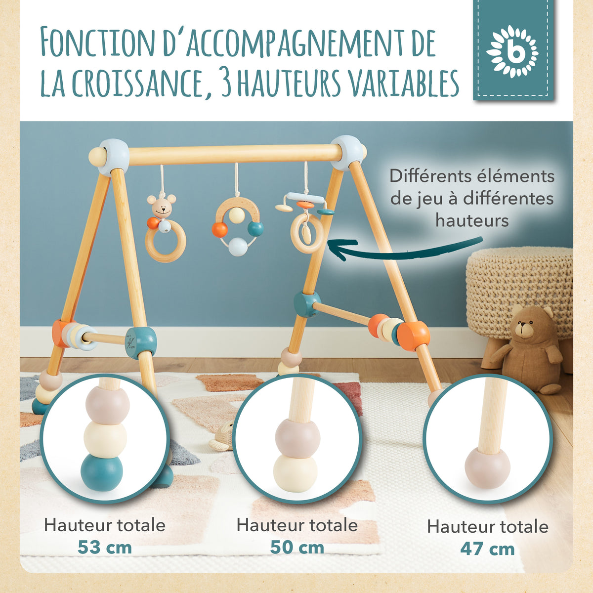 Spielbogen Bär höhenverstellbar - FR Infographic
