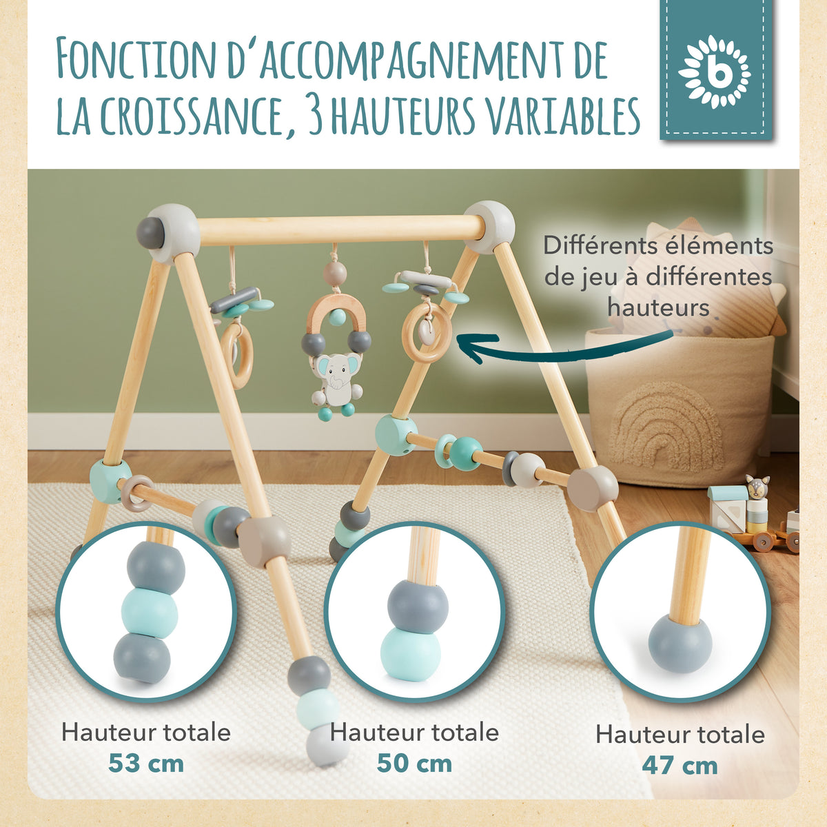 Spielbogen Elefant höhenverstellbar - FR Infographic