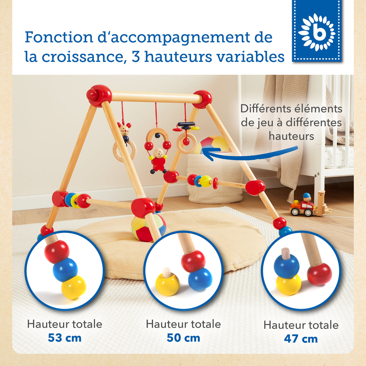 Spielbogen Gymnast - höhenverstellbar - FR Infographic