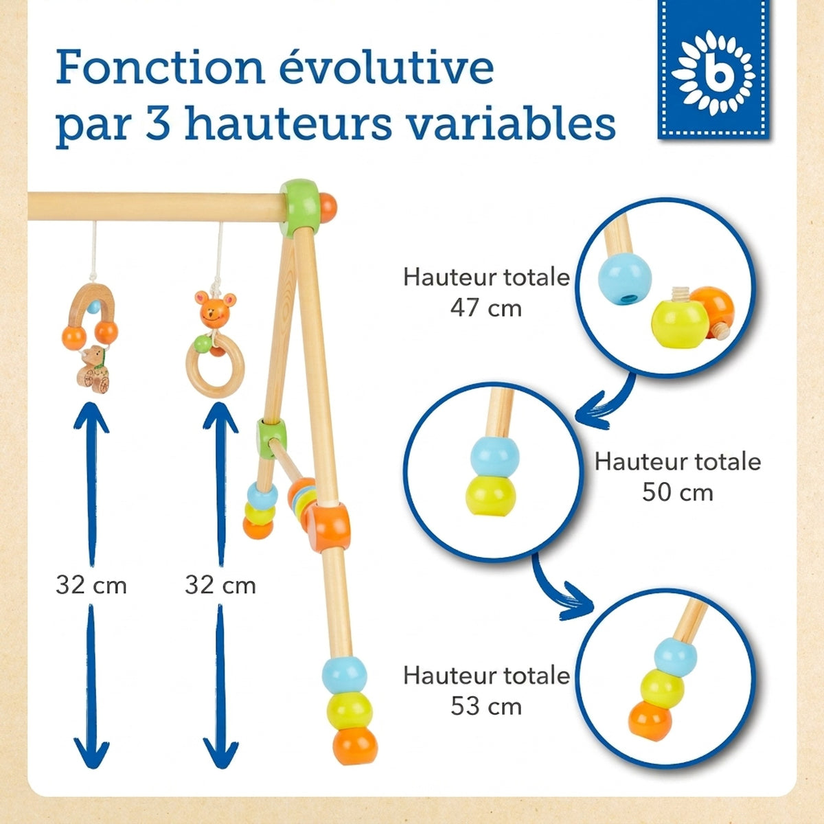 Spielbogen Trendy - höhenverstellbar - FR Infographic