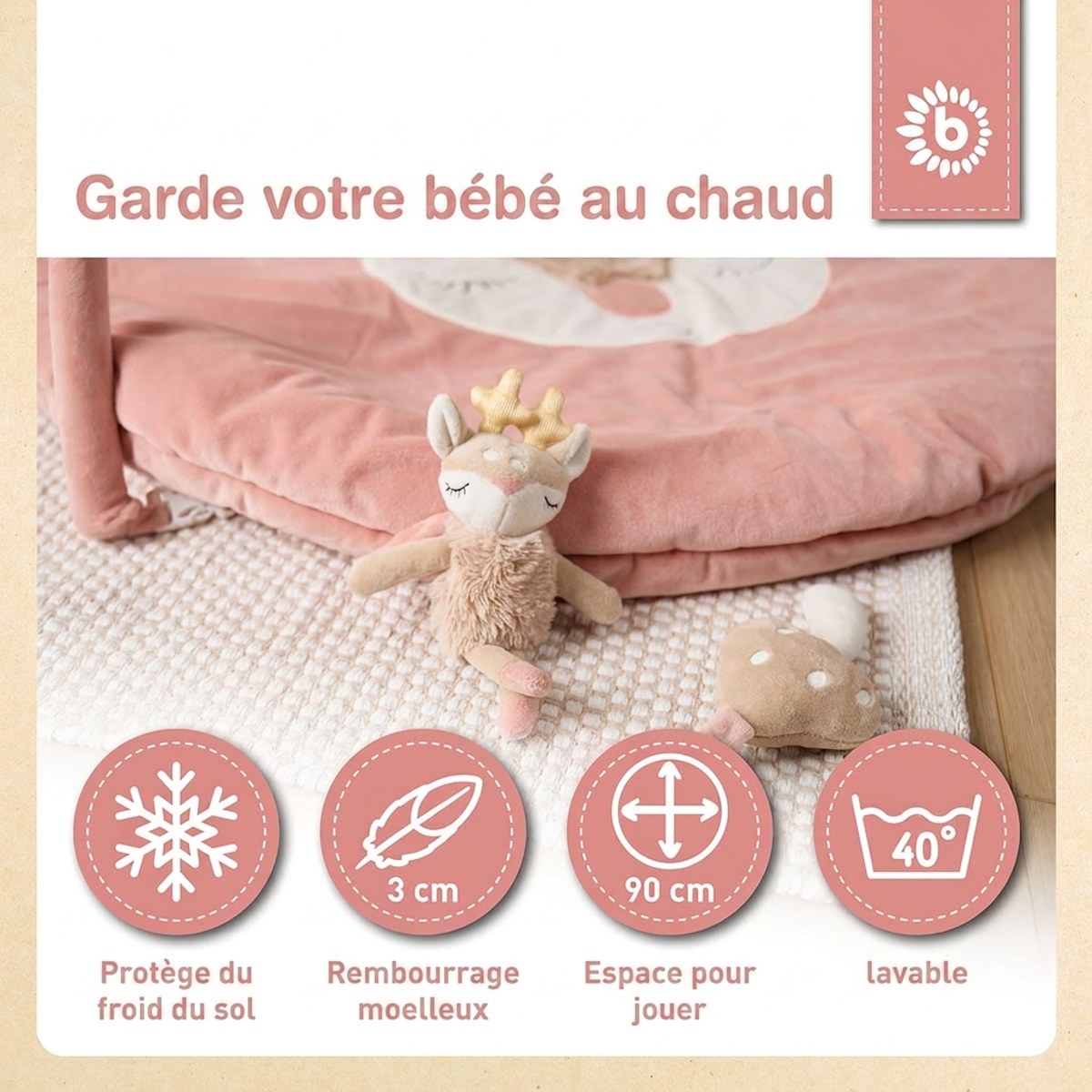 Spieldecke mit Activitybogen Reh Ella - FR Infographic