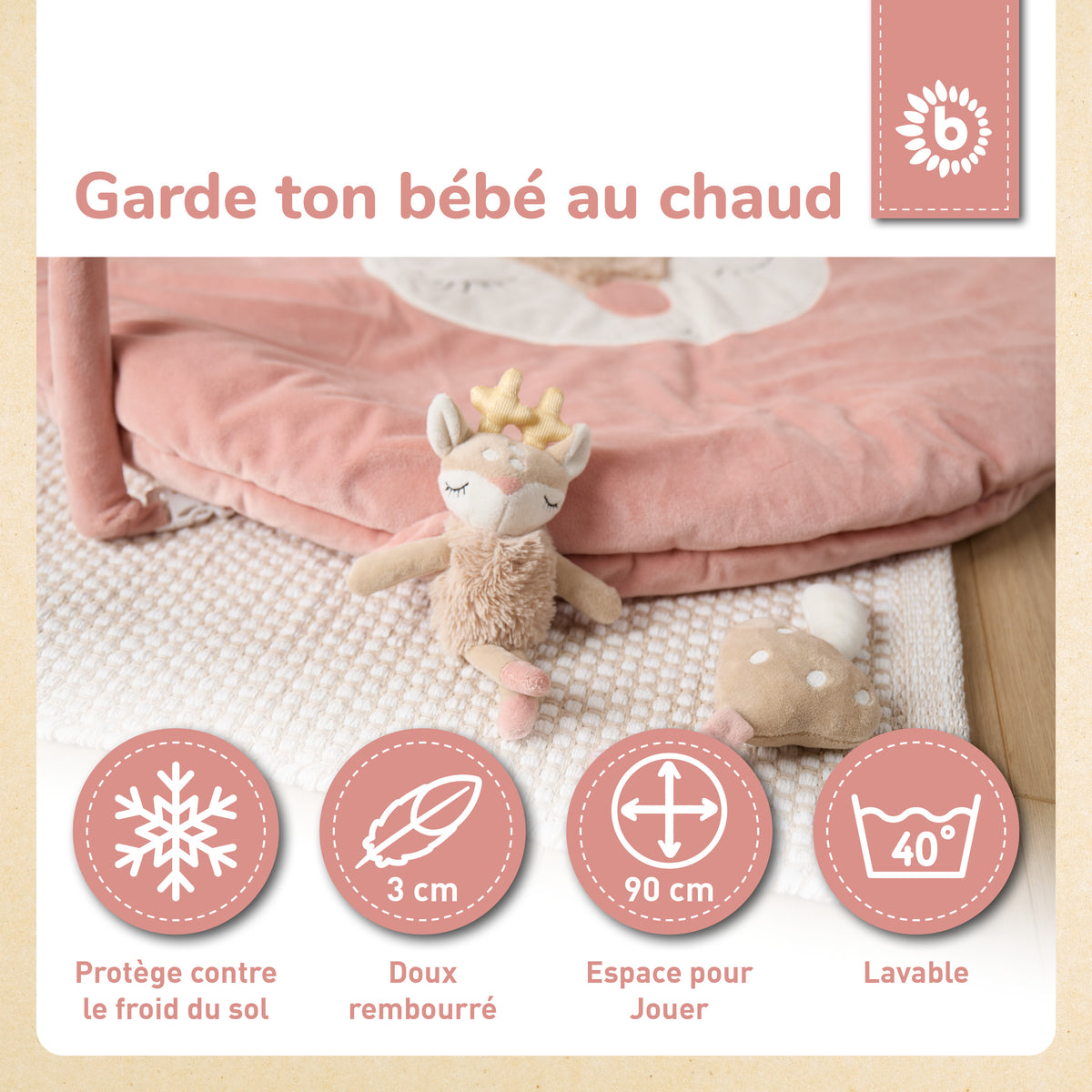 Spieldecke mit Activitybogen Reh Ella - FR Infographic