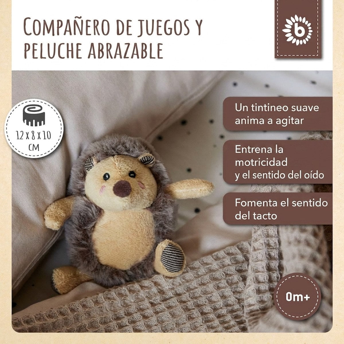 Spielfigur Igel Piksi mit Rassel - ES Infographic