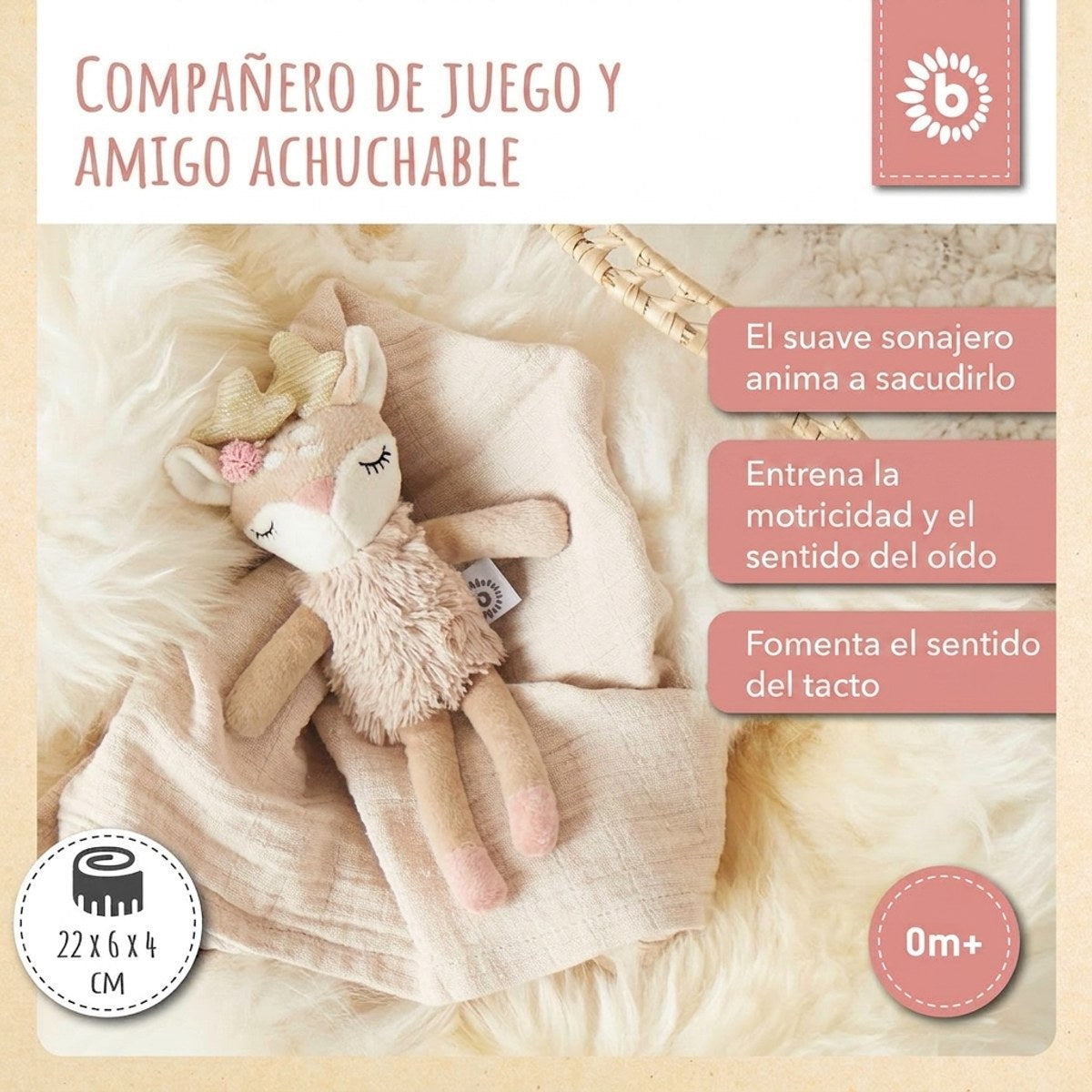 Spielfigur Reh Ella mit Rassel - ES Infographic
