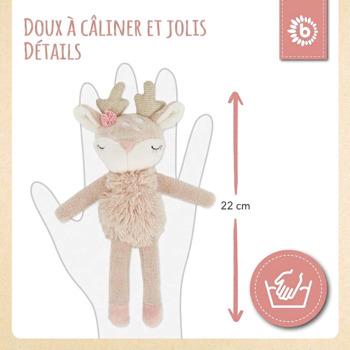 Spielfigur Reh Ella mit Rassel - FR Infographic