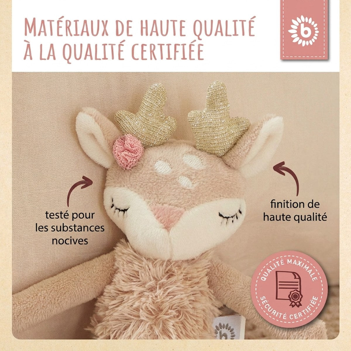 Spielfigur Reh Ella mit Rassel - FR Infographic