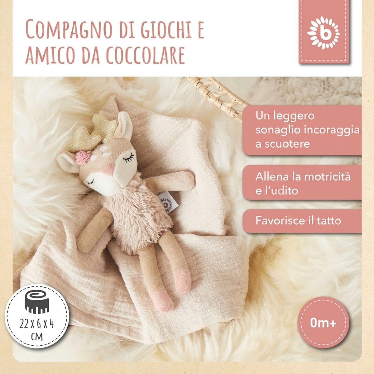 Spielfigur Reh Ella mit Rassel - IT Infographic