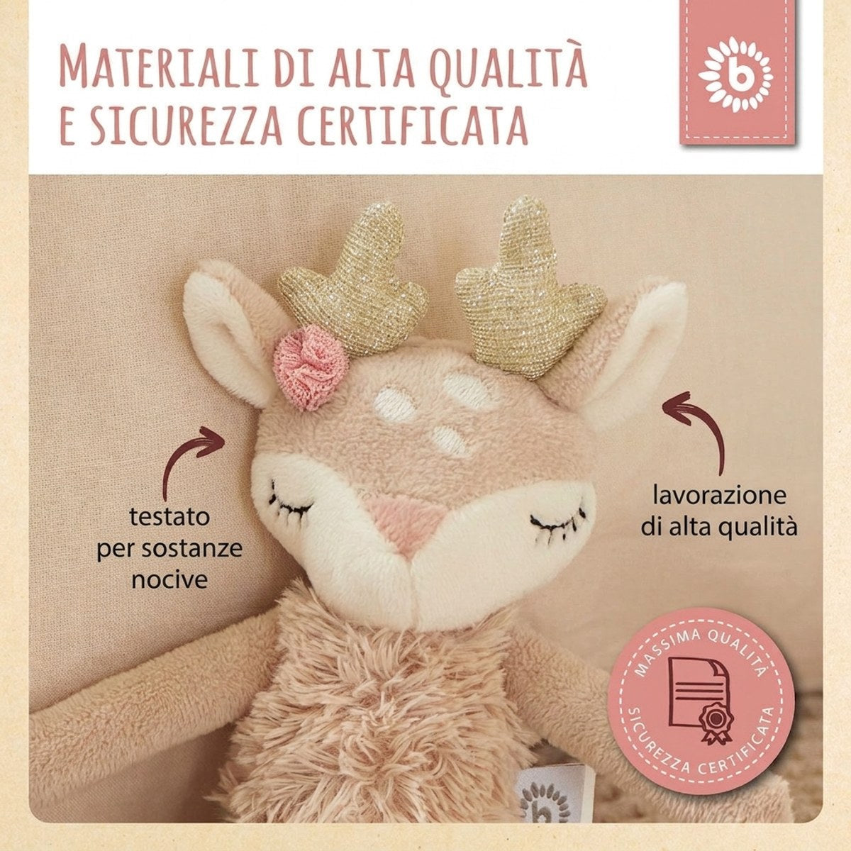 Spielfigur Reh Ella mit Rassel - IT Infographic