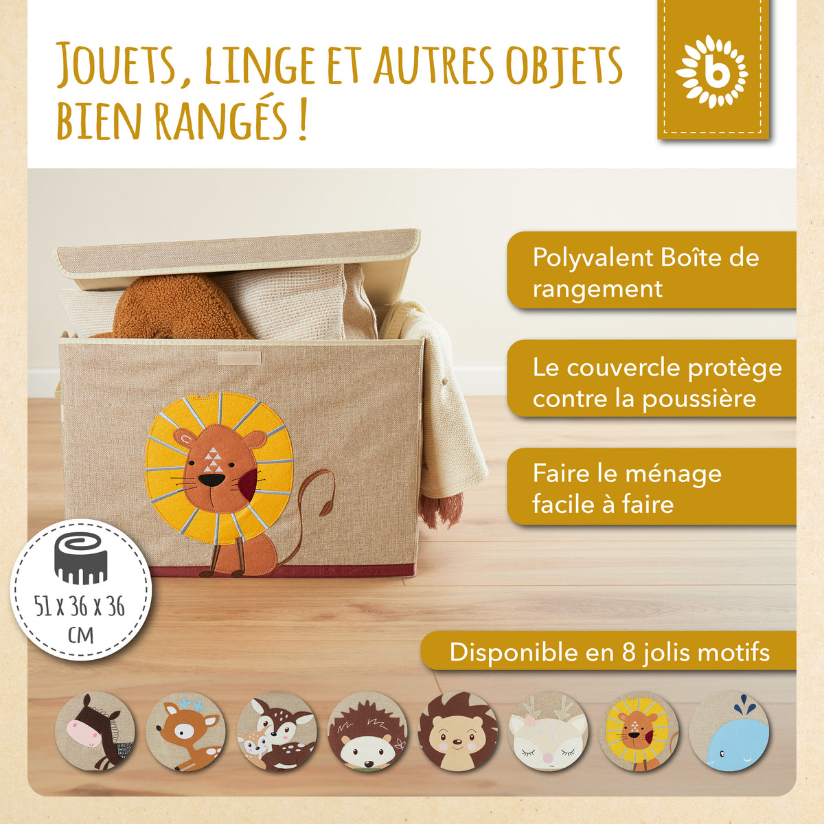 Aufbewahrungsbox Löwe mit Deckel - FR Infographic