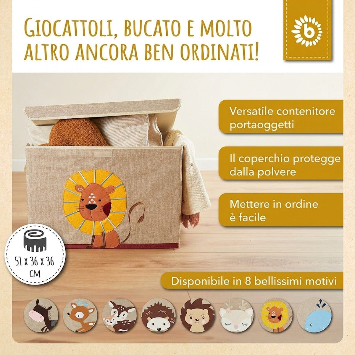 Aufbewahrungsbox Löwe mit Deckel - IT Infographic
