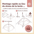 Strandzelt Dreamy Flowers – Strandmuschel mit Quick-Up System, UV-Schutz 80+ & Sichtschutz - FR Infographic