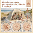 Strandzelt Vintage Flowers – Strandmuschel mit Quick-Up System, UV-Schutz 80+ & Sichtschutz - FR Infographic