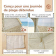 Strandzelt Vintage Flowers – Strandmuschel mit Quick-Up System, UV-Schutz 80+ & Sichtschutz - FR Infographic