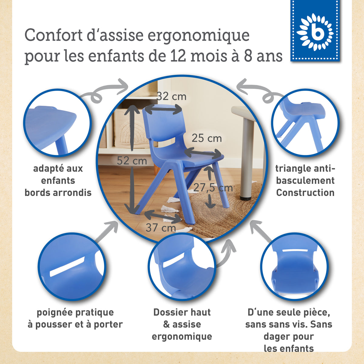 Kinderstuhl Blau - FR Infographic