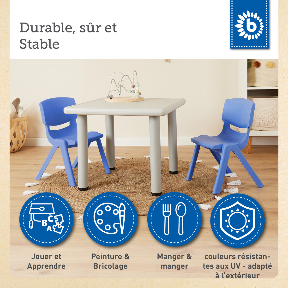 Kinderstuhl Blau - FR Infographic