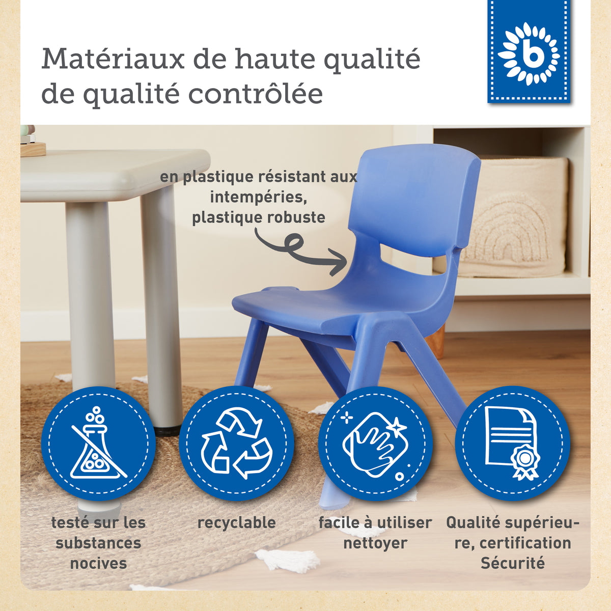 Kinderstuhl Blau - FR Infographic