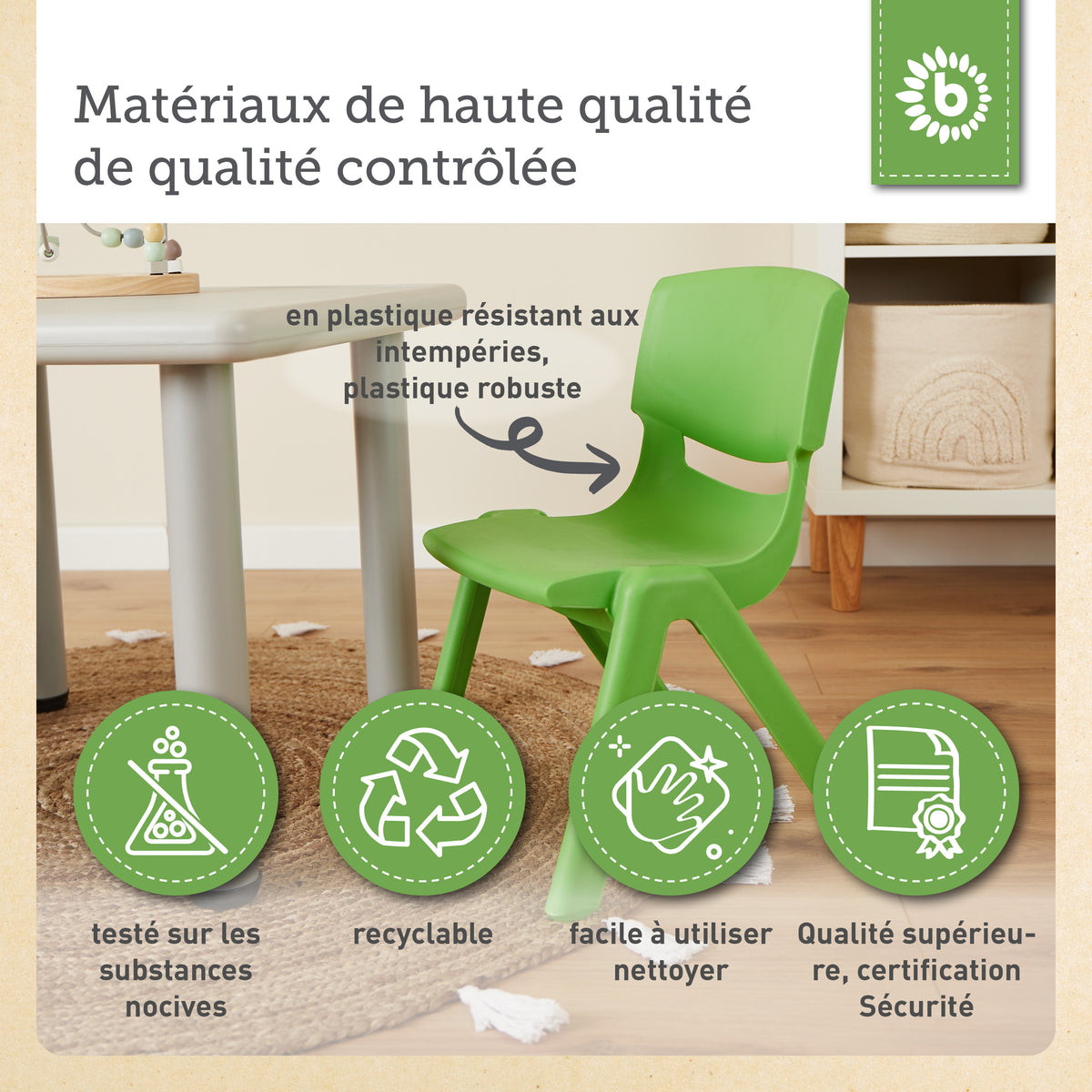 Kinderstuhl Grün - FR Infographic