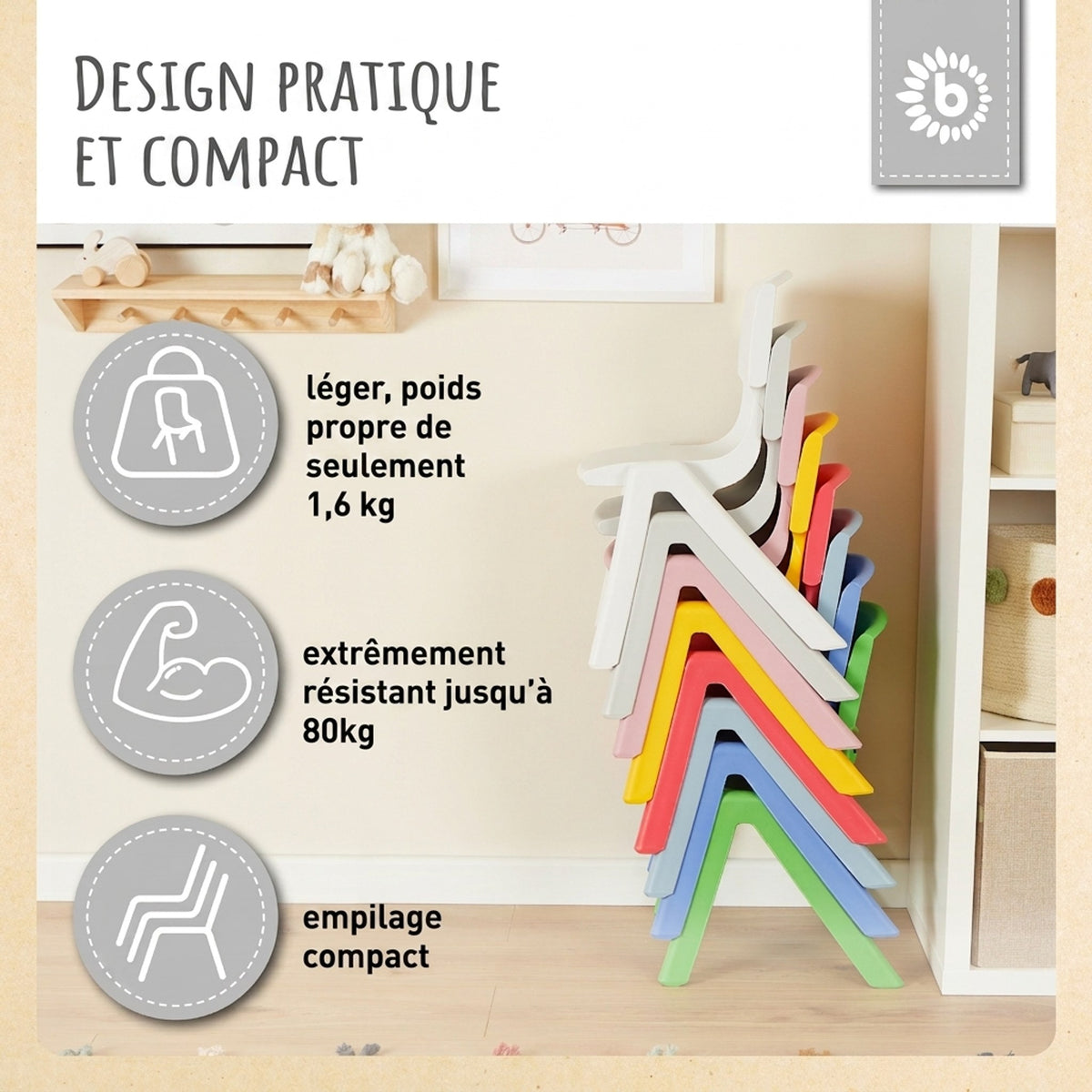 1x Kindertisch & 2x Kinderstuhl Silver - FR Infographic